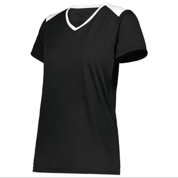 Holloway Black/White V-Neck Short Sleeve Momentum Team Tee Women’s Plus Size 3XL - Picture 1 of 5